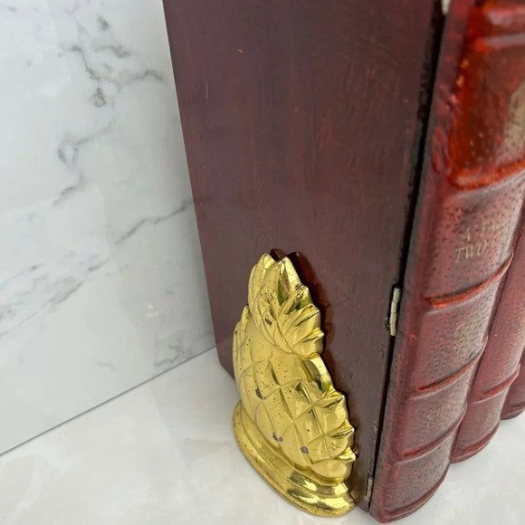 Vintage Solid Brass 2 Pineapple Shape Bookmarks Shelf Gold Size 7"x4" - Picture 6 of 10